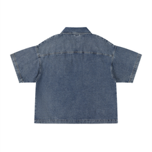Load image into Gallery viewer, Unisex Vintage Wash Boxy Quarter-Zip Denim Shirt