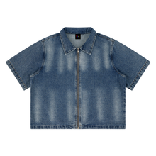 Load image into Gallery viewer, Unisex Vintage Washed Full-Zip Denim Shirt