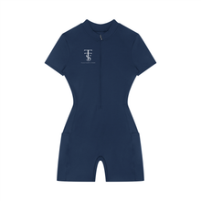 Load image into Gallery viewer, Women's Quarter-Zip Short Sleeve Romper