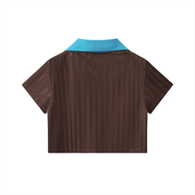 Load image into Gallery viewer, Contrast Collar Striped Cropped Jersey