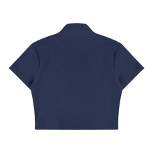 Load image into Gallery viewer, Women's Cropped Full Zip Short Sleeve T-Shirt