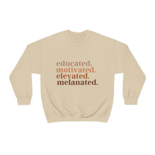 Load image into Gallery viewer, educated.motivated.elevated.melanated. Unisex Heavy Blend™ Crewneck Sweatshirt