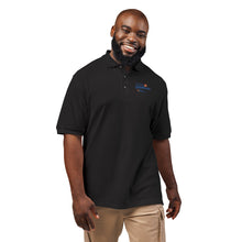 Load image into Gallery viewer, Embroidered Black Polo Shirt — 'Sea Breeze' Nautical Logo

