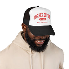 Load image into Gallery viewer, Corner Office Club Trucker Hat — 'Built for the Climb' Foam Mesh Cap
