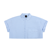 Load image into Gallery viewer, Women’s Striped Boxy Cropped Shirt

