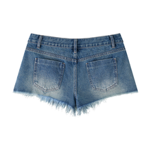 Load image into Gallery viewer, Women's Vintage Wash Raw Hem Denim Shorts
