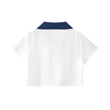Load image into Gallery viewer, Contrast Collar Striped Cropped Jersey
