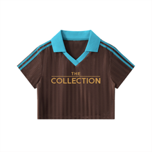 Load image into Gallery viewer, Contrast Collar Striped Cropped Jersey
